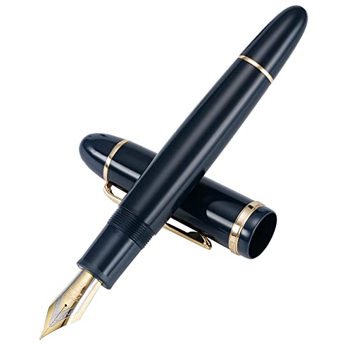 Jinhao X159 Füllfederhalter mit feiner Feder, dunkelblau mit goldenem Clip, Acryl, große Größe von erofa