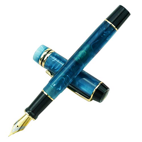 Kaigelu 316 Serie Füllfederhalter, mittlere Feder, Chaos-Blau, Kunstharz, Schaft mit Stifttasche von erofa