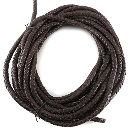 esnado Lederband-Bolaband rund geflochten | 10 mm | Farbe: Braun | Länge: 2 Meter | ECHTES Leder - pflanzlich gegerbt | zum Basteln | Herstellung von Armbändern, Schmuck von esnado