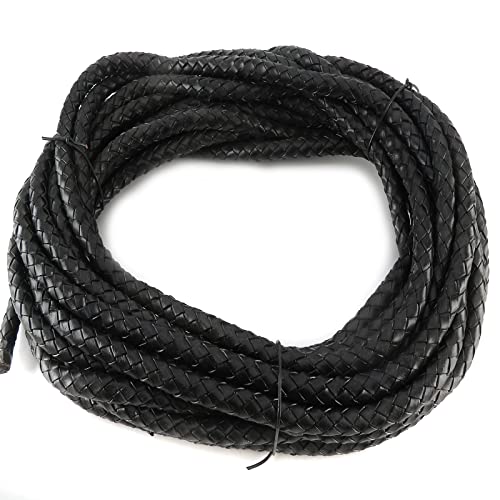 esnado Lederband-Bolaband rund geflochten | 10 mm | Farbe: Schwarz | Länge: 3 Meter | ECHTES Leder - pflanzlich gegerbt | zum Basteln | Herstellung von Armbändern, Schmuck von esnado