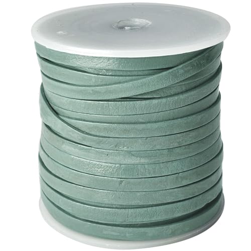 esnado Lederband flach | Breite 4 mm, Dicke 1 mm | Länge: 1 Meter | Farbe: Aqua | ECHTES Leder - pflanzlich gegerbt | zum Basteln | Herstellung von Schmuck von esnado