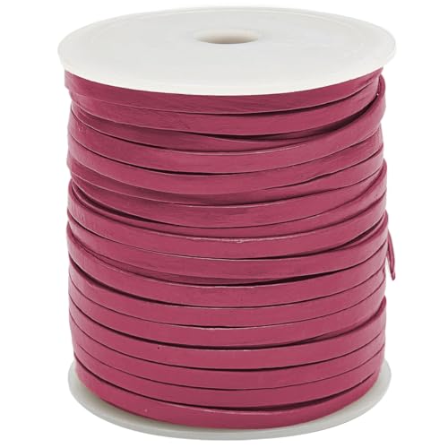 esnado Lederband flach | Breite 4 mm, Dicke 1 mm | Länge: 1 Meter | Farbe: Pink | ECHTES Leder - pflanzlich gegerbt | zum Basteln | Herstellung von Schmuck von esnado