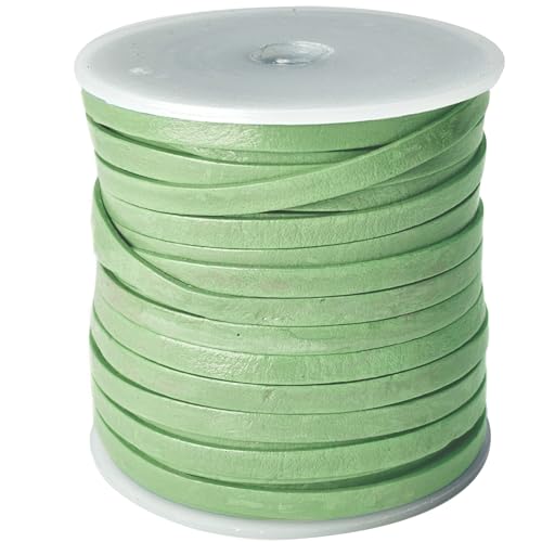 esnado Lederband flach | Breite 4 mm, Dicke 1 mm | Länge: 25 Meter/Rolle | Farbe: Minze | ECHTES Leder - pflanzlich gegerbt | zum Basteln | Herstellung von Schmuck von esnado