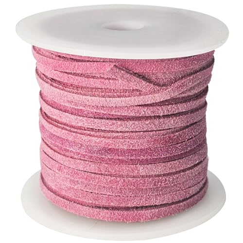 esnado Wildlederband, Lederband flach | Breite: 3 mm | Dicke: 1,5 mm | Länge: 5 Meter | Farbe: Pink | ECHTES Leder - pflanzlich gegerbt | zum Basteln und zur Schmuckherstellung von esnado