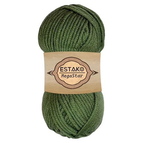 Estako Megastar 64246 75 % Acryl, 25 % Wolle, weich, grob, sperrig, Gewicht #5 zum Häkeln und Stricken, 100 g (110 m) (Grün) von estako