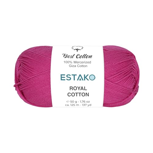 Estako Royal Cotton, 100 % mercerisiertes Giza-Baumwollgarn, weich, Super Fino 1 zum Häkeln und Stricken, 50 g (125 m) (5069 - Fuchsia) von estako