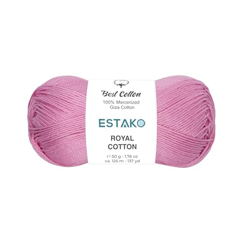 Estako Royal Cotton, 100 % mercerisiertes Giza-Baumwollgarn, weich, Super Fino 1 zum Häkeln und Stricken, 50 g (125 m) (5092 - Rosa) von estako