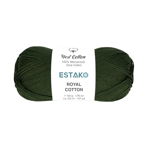 Estako Royal Cotton, 5063 Baumwollgarn, 100 % mercerisiertes Gizeh, weich, Super Fino 1 zum Häkeln und Stricken, 50 g (125 m) (Hunter Green) von estako