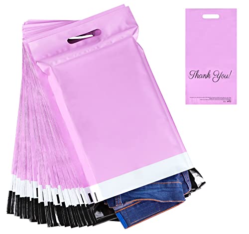 Tragbare Versandtüten Violett,60 x "Thank You" Versandbeutel Plastik,25 x 35 cm Plastik Versandtaschen,Poly Kunststoffbeutel Blickdicht und Reißfest,Versandumschläge mit Selbstklebendem Streifen von estcoo