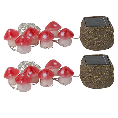 etc-shop Solar Pilz Solar Lichterketten Terrassenbeleuchtung für Außen Solarleuchte Pilze, 12x LED Fliegenpilze, LED Akku, L 270 cm, Garten Terrasse von etc-shop