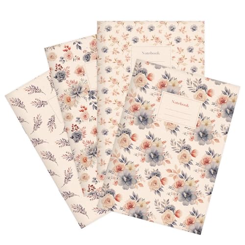 etmamu 1032 4er-Set Notizhefte A4 | Watercolor Garden 2, 32 Blatt Punktraster von etmamu