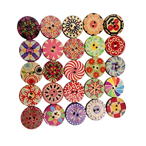 100pcs runde dekorative hölzerne Knöpfe gemischte Holzknöpfe zum Nähen von Schrottbüchern Bastelknöpfen Kleidungsdekoration 20mm 20mm von eurNhrN