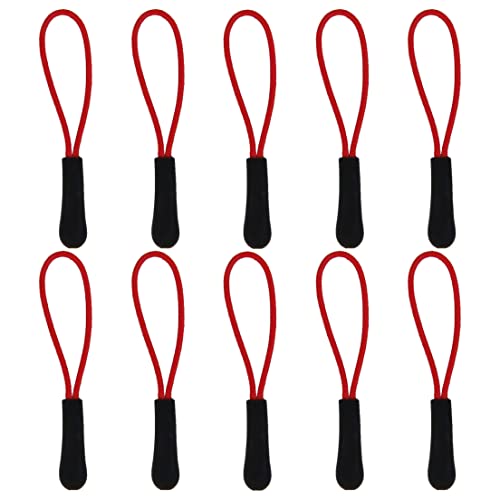 10pcs Mini Reißverschluss Zieh Zipper -Erweiterung Kunststoff Reißverschluss -Tag -Austausch für Kleidung, Rucksäcke, Fahrtasche, Handtasche (schwarz, rot) Reißverschlusskopf von eurNhrN