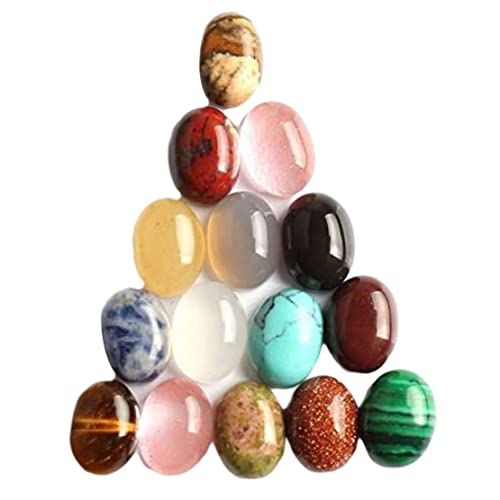 Achate Kies Natursteinkügelchen Ovale Cabochon Edelstein Multicolor DIY Dekorative Perlen für Schmuck 20 Stück 6x8mm von eurNhrN