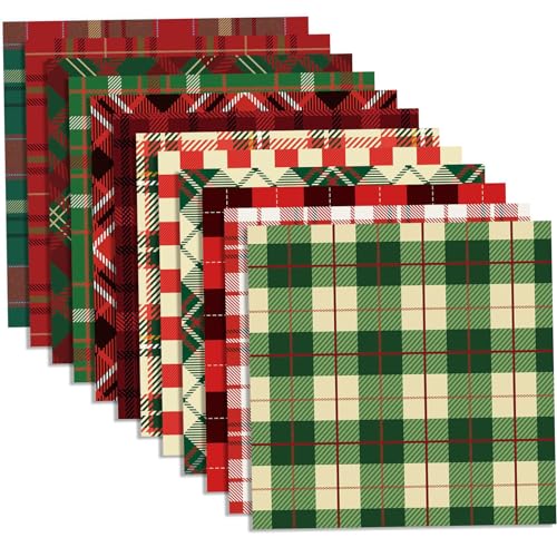 Kartenbestand Weihnachtsmuster Papier 12 Designs 24 pcs Doppelseitig Plaid 12x12 Papierpolster DIY Dekorative Weihnachtspapierpolster für Kartenherstellung Sammelalbum von eurNhrN