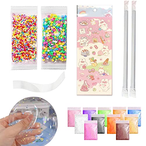 Transparentes Band Nano Tape Bubbles Kit Zubehör aufblasbares Nano-Klebeband mit mehrfarbiger Füllung, 2 Stroh für die DIY-Bubbles-Party für Kinder von eurNhrN