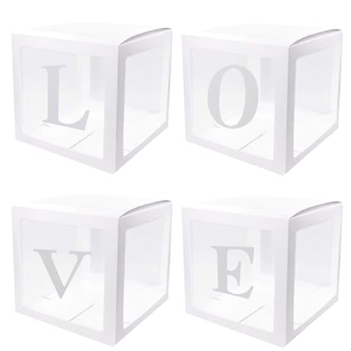 eurNhrN Ballonboxen mit L-O-V-E-Buchstaben 4pcs 12 Zoll Valentinstag Transparent Ballon Box Party Ballon Box ohne Luftballons Innenartikel von eurNhrN