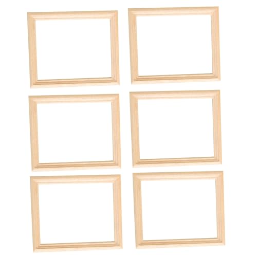 eurNhrN Miniaturbilderrahmen 6pcs Holz 1/12 Skala Puppenhaus Bilderrahmen unvollendet DIY Rechteck Miniaturrahmen Spiele Gegenstände von eurNhrN