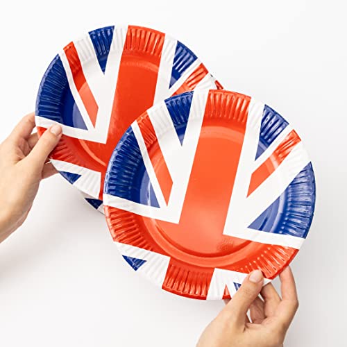 8 x Teller mit Union Jack-Design, Party-Geschirr, Dekorationen für King Charles III Krönung von evelay