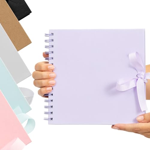 Scrapbook Fotoalbum Spiralbindung für Hochzeitspaar Reise Erinnerungsbuch mit 40 Seiten – Medium, 20,3 x 20,3 cm (lila) von evelay