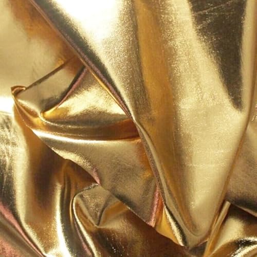 Lycra Stoff Meterware - metallic Dekostoff, Kostümstoff (Hellgold) von eventkauf
