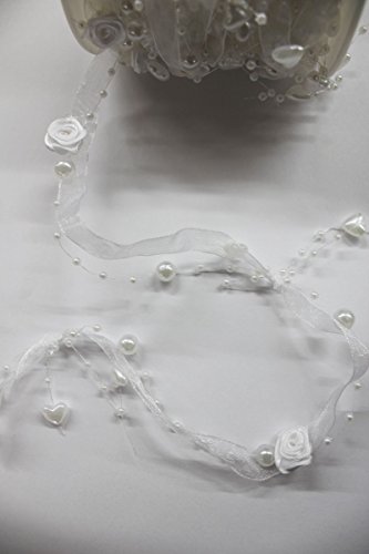 Organzaband Perlenband Dekoband 9m (Weiß) von eventkauf