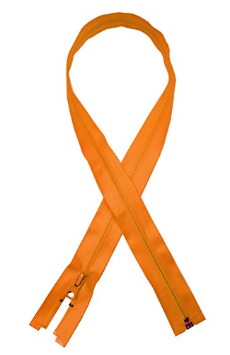 everest1953 Reißverschluß Zipper wasserdicht teilbar schwarz blau türkis orange beige rot neon grün TPU 45 50 55 60 65 70 75 80 cm * matt oder Glanz oder mit Reflektor (50 cm, orange) von everest1953