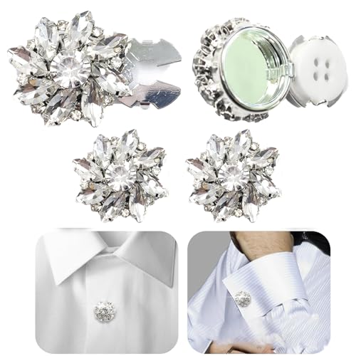 Crystal Button Covers,Rhinestone Button Covers,Button Clips For Shirts,Detachable Shirt Button Clips,Sparkly Button Covers (Style05,2pcs) von evtbtju