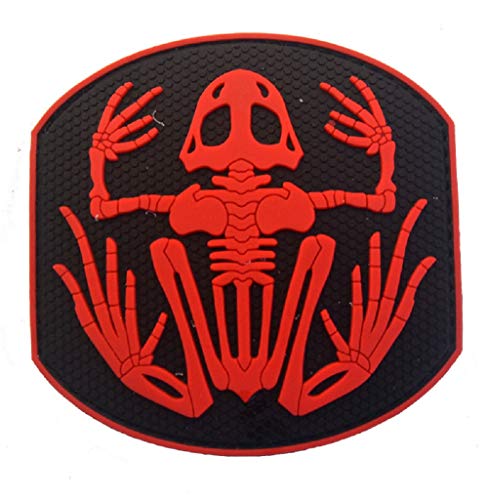 1 Stück Seal Team 6 Skelett Frosch Frosch 3D Militär Patch PVC Abzeichen Patch Taktische Aufkleber für Kleidung mit Haken (rot) von ewkft