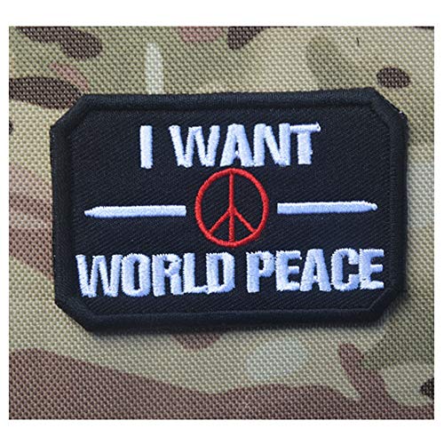 ewkft 3D-Stickerei-Patches, Armbandschlaufen und Haken, I WANT WORLD PEACE Aufnäher, englische Stickerei. von ewkft