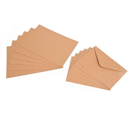 ewtshop® 100tlg. Set Kraftpapier Klappkarten und Briefumschläge aus Naturkarton für Gruß- und Glückwunschkarten, Einladungskarten von ewtshop