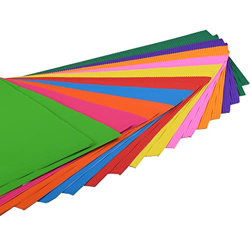 ewtshop® 20 Blatt Bastel-Wellpappe, 10 tolle Farben, doppelseitig gefärbt, Bunte Wellpappe DIN A3 von ewtshop