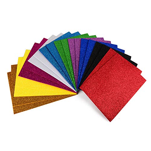 ewtshop® 20 Blatt Glitzer Moosgummi, DIN A5, 10 Farben, für Bastelarbeiten aller Art von ewtshop