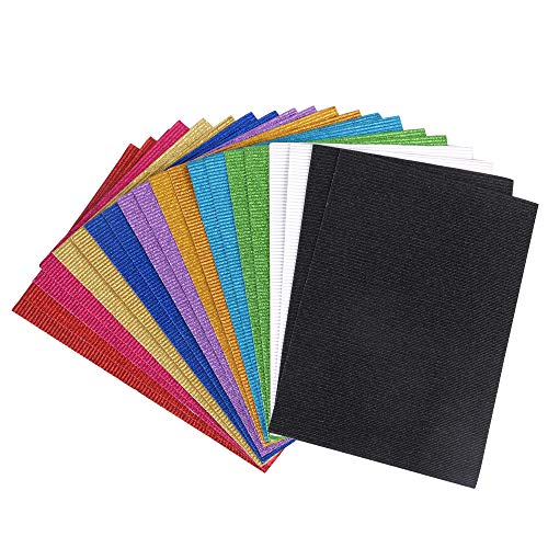 ewtshop® Glitzer Wellpappe, 20 Blatt, Format DIN A4, 10 Farben, einseitiger Druck von ewtshop