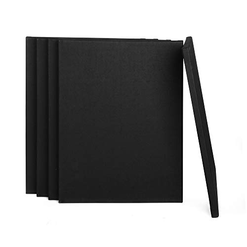 ewtshop® Schwarze Leinwände mit Keilrahmen, 100% Baumwolle, 5 Stück, 30x40 cm, Canvas, Kunstleinwand, Leinwand Tafel, weiß von ewtshop