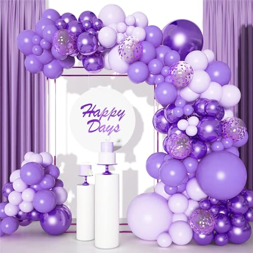 Lila Luftballons Geburtstag Mädchen - 106Stück Luftballon Girlande Mit Lila Ballons,Lila Konfetti Luftballons,Luftballons Lila Metallischer Für Baby Shower Geburtstagsdeko Hochzeit Party Deko Purple von fairymaiden