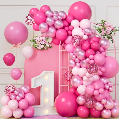 Rosa Luftballons Geburtstag Set - 111 Stück Pink Luftballon Girlande mit Rosa Ballons Luftballons Rosegold, Pink Ballon Girlande Für Geburtstagsdeko Mädchen, Hochzeit, Baby Shower,Birthday Decorations von fairymaiden