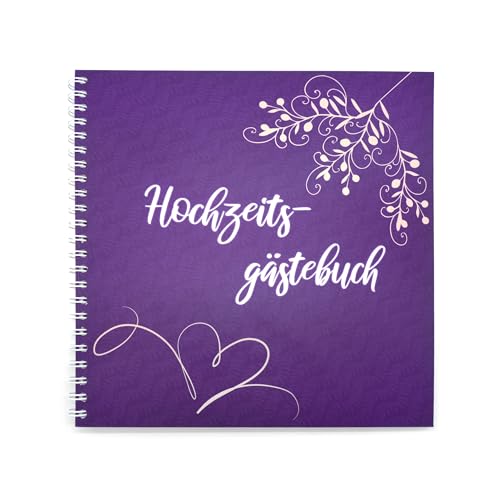 familiawedding violet-Springtime- Design XXL Gästebuch zur Hochzeit lila Hochzeitsgästebuch mit lustigen Fragen zum Ausfüllen von familiawedding