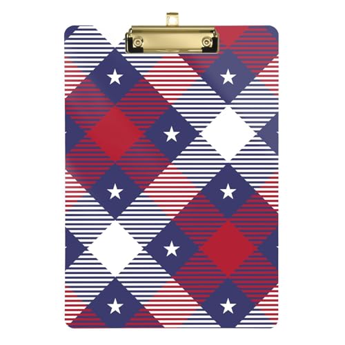 American Patriotic Buffalo Plaid Check Tartan Kunststoff Klemmbrett Metall Papierkram Klemmbrett Legale Größe Kunststoff Klemmbrett Klemmbrett Notizblock für Bein Küche 31,8 x 22,9 cm von famyily