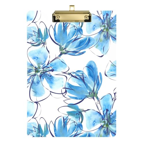 Aquarell-blaues Blumenmuster, eklektisches Klemmbrett, Schild, Klemmbrett, Zeichnen, Klemmbrett, Notizblock für Kinder, Baustelle, 31,8 x 22,9 cm von famyily