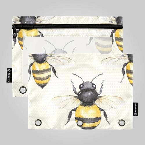 Bee Happy Good Luck Ringe Binder Taschen Kunststoff Binder Taschen für Binder Ordner mit 3 Löchern für Kinder Aufbewahrungsbehälter von famyily