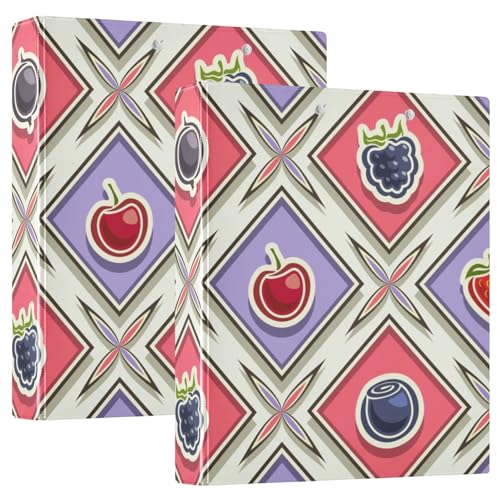 Berry Square Argyle Plaid Bright 1,2 Zoll Ordner Runde Ringe Ordner mit Klemmbrett 1/2 Packung Ordner, sortierte Ordner, 200 Blatt, 1 Stück von famyily