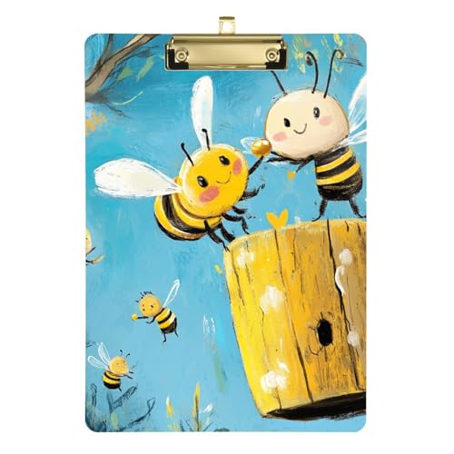 Bienen-Sammelbrett mit Honig-Klemmbrett mit Haken zum Aufhängen, flaches Klemmbrett, Loch-Klemmbrett, Notizblock für Mediziner, Auto, 31,8 x 22,9 cm von famyily