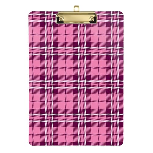 Buffalo Plaid Check Tartan Schottland Pfirsich Lila Klemmbretter Still-Klemmbrett Acryl Klemmbretter flaches Klemmbrett Loch für Kinder Krankenhaus 31,8 x 22,9 cm von famyily