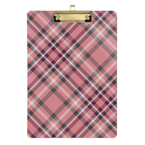 Buffalo Plaid Check Tartan Schottland Pfirsich Schwarz Weiß Klemmbrett Papier Klemmbrett Quittung Klemmbrett Tragbares Klemmbrett für Ingenieur Krankenhaus 31,8 x 22,9 cm von famyily