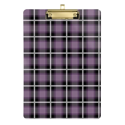 Buffalo Plaid Schottenkaro Schottland Lila Vintage Kunststoff Klemmbrett Personalisiertes Klemmbrett Klemmbrett Papierblock Bürobedarf Klemmbrett für Ärzte Arbeit 31,8 x 22,9 cm von famyily