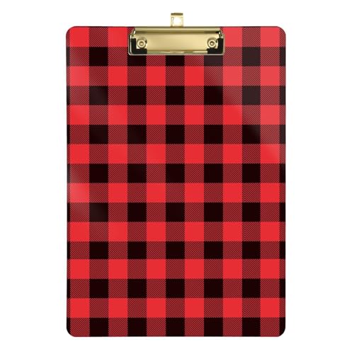 Buffalo Plaid Tartan Check Schottland Rot Schwarz Weihnachten Klemmbrett Kunststoff Klemmbrett Dekoratives Klemmbrett Transparent Kunststoff Klemmbrett für Medizinstudenten Meeting 31,8 x 22,9 cm von famyily