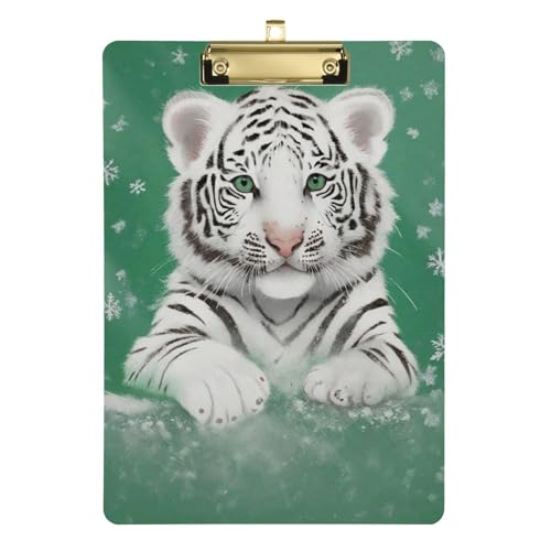 Cartoon Cute White Tigers Padfolio Women Klemmbrett Standardloch für Trainer Medizinisches Klassenzimmer Größe 22,9 x 30,5 cm von famyily