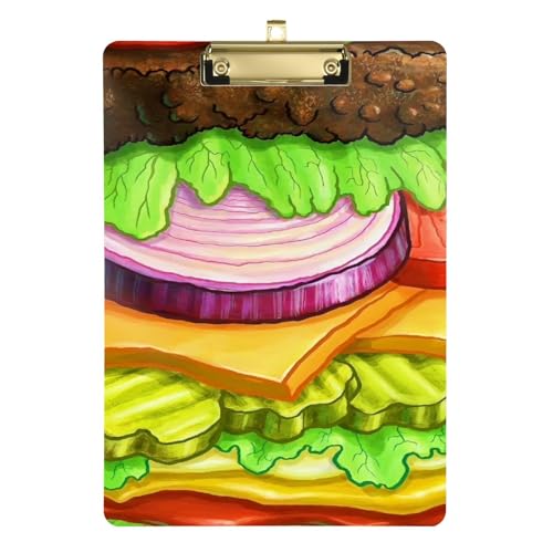 Cartoon Gourmet Burger Padfolio Klemmbrett Ordner Hartbrett für Hausaufgaben Pädiatrische Größe 9 x 12 von famyily