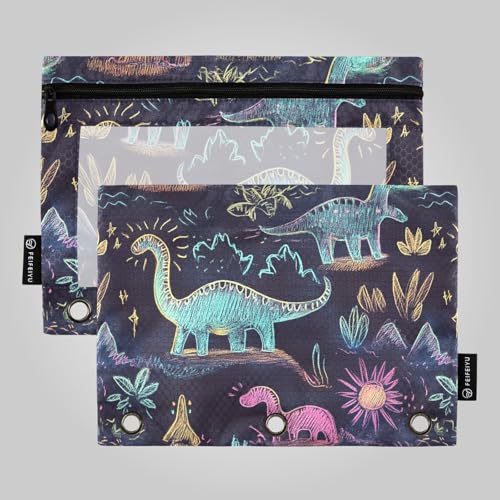 Dinosaurier Vulkan Pflanze Stern Ringe Binder Taschen 3 Locher für Ringe Binder Ordner mit 3 Ringen für Kinder Schreibwaren Zubehör von famyily